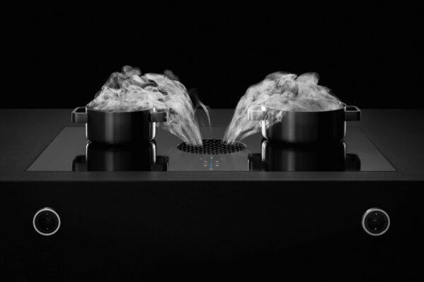 Bora X Pure Abzug und Kochfeld Bora X Pure Abzug und Kochfeld, schwarz mit zwei Töpfen