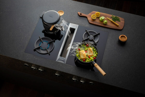 Bora Professional Abzug und Kochfeld Bora Professional Abzug und Kochfeld, Kabeljaufilet in Pfanne