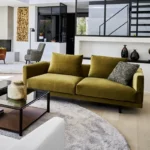 Bielefelder Werkstätten Sofa Long Island, grüner Samtbezug