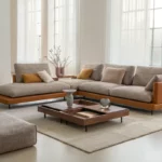 Rolf Benz Sofa Sina, Stoff--Lederkombination