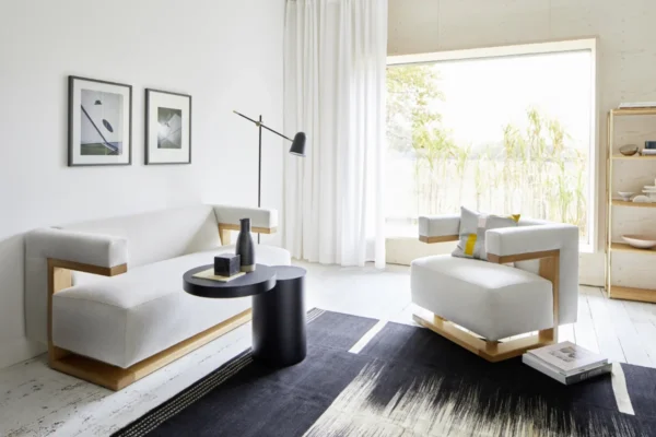 Tecta Sessel und Sofa F51, Bezug heller Stoff