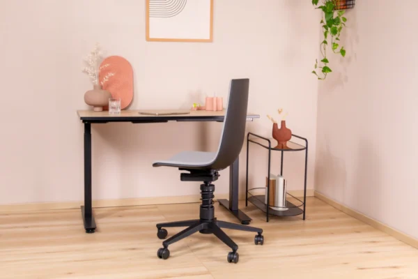 aeris Bürostuhl Linu Task, Federbein, auf Rollen, Bezug grau, an einem Schreibtisch