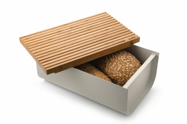 Alessi Brotdose Mattina Alessi Brotdose Mattina, hellgrau mit halboffenem Deckel