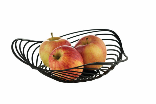 Alessi Schale Trinity Alessi Schale Trinity, Freisteller Schale schwarz, Inhalt drei Äpfel