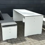 conmoto Essgruppe Riva, weiß mit anthrazitfarbenem Polster, Tisch und zwei Bänke