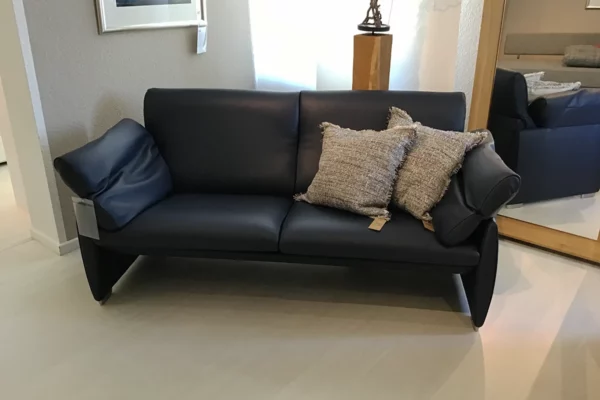 de Sede Sofa DS-10 de Sede Sofa DS-10, Lederbezug dunkelblau, mit Dekokissen