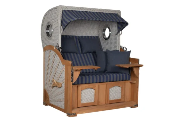 devries Strandkorb Pure Aruba xl, Rope ivory mit Kissenausstattung