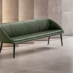 Draenert Bank Dan, grüner Lederbezug