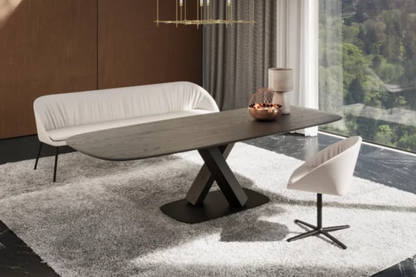 Draenert Esstisch Stan Draenert Esstisch Stan, mit weißer Bank und weißem Stuhl