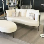 Fischer Möbel Sofa und Hocker Aura, Auflagen weiß