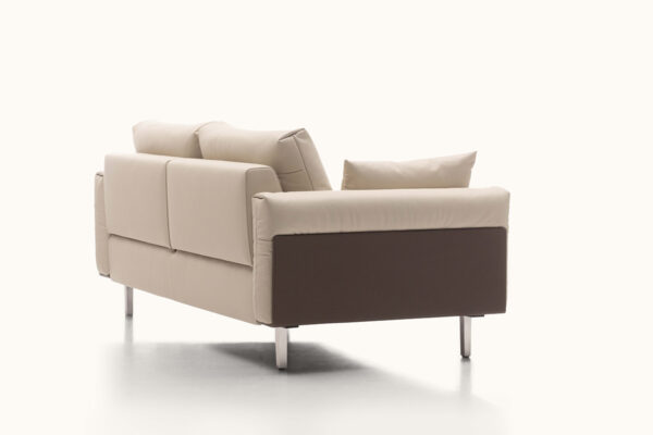 FSM Sofa Flair FSM Sofa Flair, helles Leder, Seitenelemente braun, Ansicht von hinten