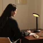 Grau Tischleuchte Parrot, schwarze Leuchte auf dem Tisch