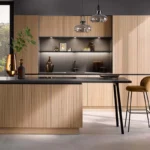 Elegante Häcker Küche systemat AV 6023, mit Rillenoptik, Eiche, Frontansicht