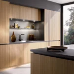 Elegante Häcker Küche systemat AV 6023, mit Rillenoptik, Eiche