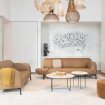 Jori Sofa Como, zwei Sofas in braunem Leder