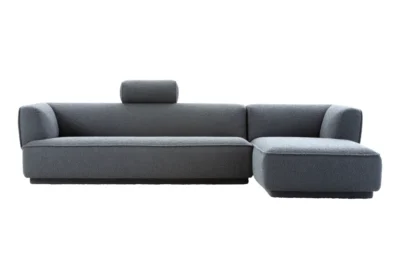 Leolux Ecksofa Loya, blauer Stoffbezug, Freisteller Leolux Ecksofa Loya, blauer Stoffbezug, Freisteller