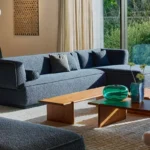 Leolux Ecksofa Loya, blauer Stoffbezug