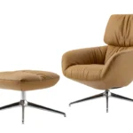 Leolux Sessel und Hocker Lodey, Lederbezug