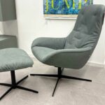 Rolf Benz Sessel und Hocker Meg Soft, Stoff grün