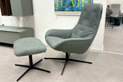 Rolf Benz Sessel und Hocker Meg Soft, Stoff grün