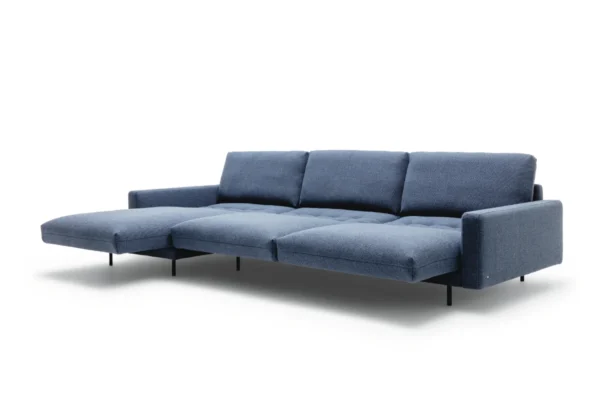 Rolf BRolf Benz Sofa Kaia, Bezug Stoff blau, Freisteller, ausgezogene Sitze Rolf BRolf Benz Sofa Kaia, Bezug Stoff blau, Freisteller, ausgezogene Sitze