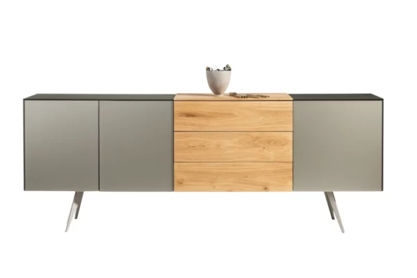 Scholtissek Anrichte Talio Scholtissek Anrichte Talio, Freisteller, helles Holz, farbige Türen