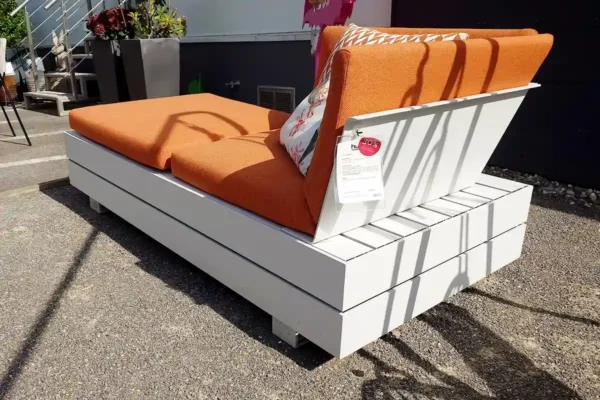 Solpuri Recamiere Boxx, Basis weiß, Kissen orange, 3 Solpuri Recamiere Boxx, Basis weiß, Kissen orange, 3