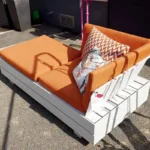Solpuri Recamiere Boxx, Basis weiß, Kissen orange, 2
