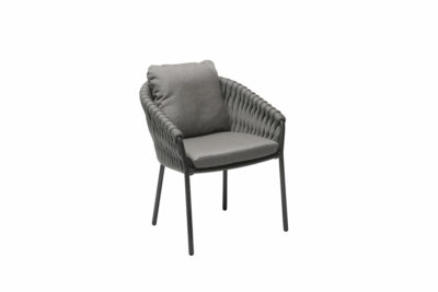 Solpuri Stapelsessel Corda, Sitz- und Rückenkissen anthrazit, seitliche Ansicht