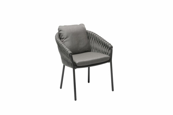 Solpuri Stapelsessel Corda, Sitz- und Rückenkissen anthrazit, seitliche Ansicht