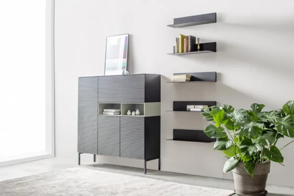 Scholtissek Highboard Cubo Scholtissek Highboard Cubo mit dunklen Wandborden