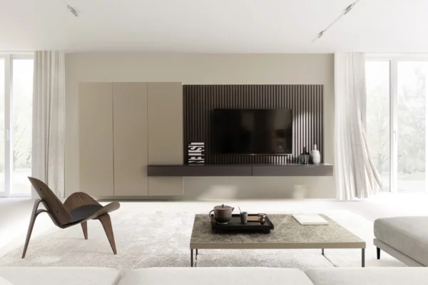 Sudbrock Wohnwand Cubo Sudbrock Wohnwand Cubo, beige und dunkles Holz