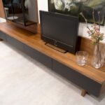 Team 7 Wohnwand Cubus, Nussbaum, Detailansicht Lowboard