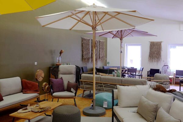 Weishäupl Sonnenschirm Klassiker, Stamm und Streben Esche, Acryltuch Natur, Bild 1