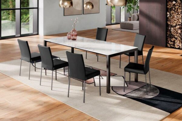 Willisau Esstisch Prato Willisau Esstisch Prato, Essgruppe mit sechs schwarzen Stühlen