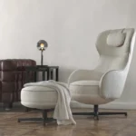 Wittmann Sessel Tuya mit Hocker, heller Stoff