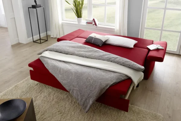 Wolkenweich Schlafsofa Cala Wolkenweich Schlafsofa Cala, rotes Sofa als Bett