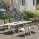 Zebra Stapelsessel Fly Rope und Gartentisch Levare